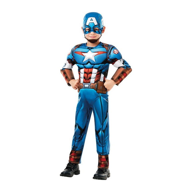 Déguisement Marvel, Captain America rembourré deluxe garçon 3 à 8 ans