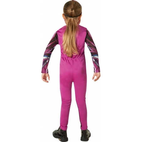 Costume de Power Rangers rose pour fille, vue de dos, combinaison et masque