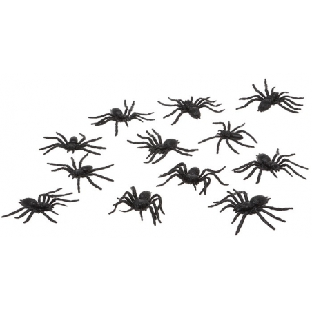 sachet de 12 araignées noires idéale pour réaliser votre décoration pour Halloween