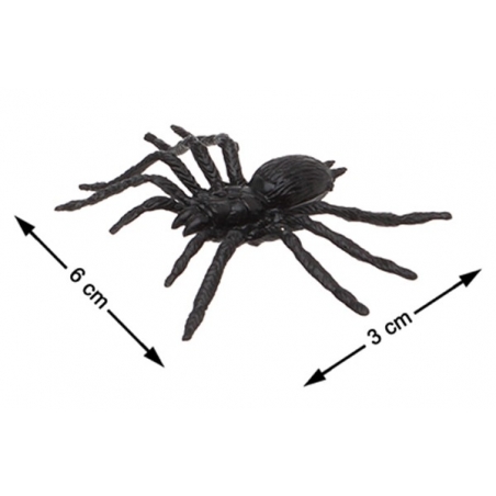 Décoration araignée d'environ 6 cm x 3 cm, sachet de 12 araignées