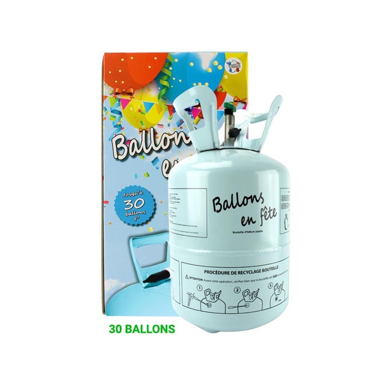 Bouteille d'hélium jetable pour gonfler 30 ballons de 23 cm de diamètre (0,25m3)