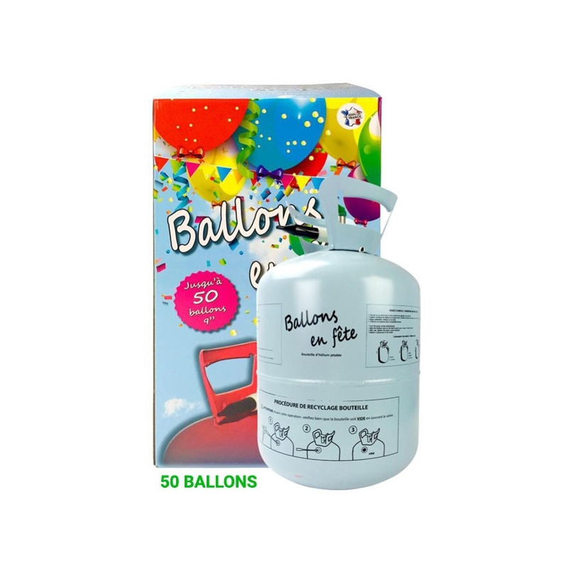 Bonbonne d'hélium (0,42m3), une bouteille conçue pour gonfler à l'hélium 50 ballons de 23 cm de diamètre