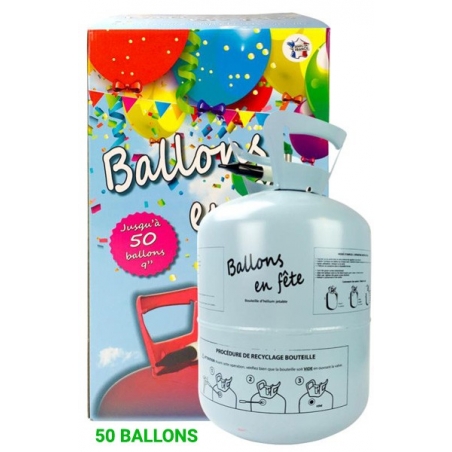 Bonbonne d'hélium (0,42m3), une bouteille conçue pour gonfler à l'hélium 50 ballons de 23 cm de diamètre Bonbonne d'hélium (0,42m3), une bouteille conçue pour gonfler à l'hélium 50 ballons de 23 cm de diamètre