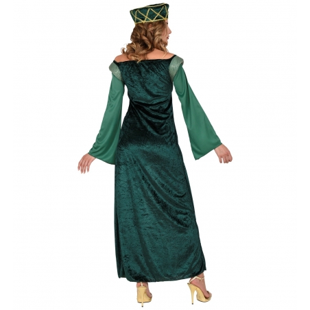 Robe médiévale verte pour femme avec coiffe assortie, incarnez une princesse du moyen-âge Robe médiévale verte pour femme avec coiffe assortie, incarnez une princesse du moyen-âge