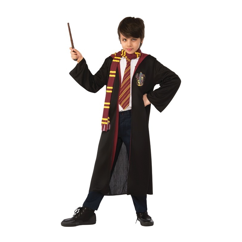 Costume Harry Potter complet pour enfant avec cravate, écharpe et baguette magique