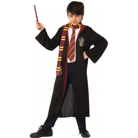 Costume Harry Potter complet pour enfant avec cravate, écharpe et baguette magique