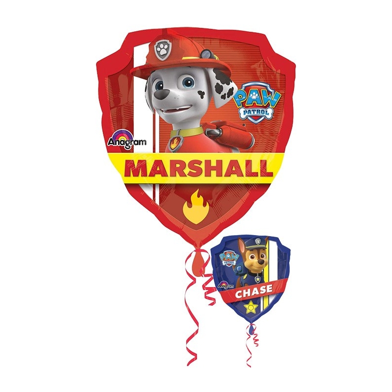 Ballon Pat'Patrouille Chase et Marcus double faces à gonfler à l'hélium