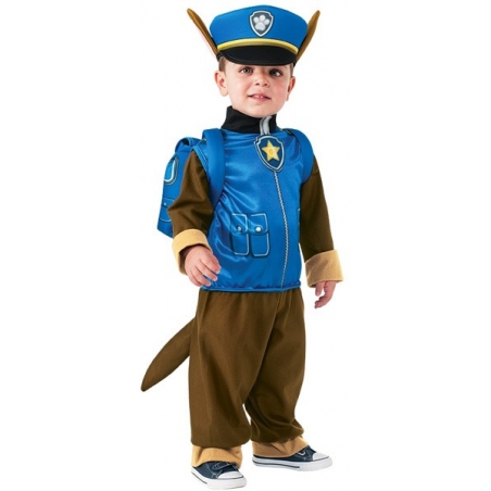 Déguisement de Pat Patrouille Chase le policier pour enfant avec combinaison, casquette et sac à dos - Paw Patrol Déguisement de Pat Patrouille Chase le policier pour enfant avec combinaison, casquette et sac à dos - Paw Patrol