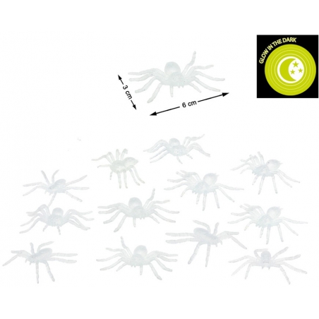 Lot de 12 araignées phosphorescentes pour la réalisation de votre décoration pour Halloween