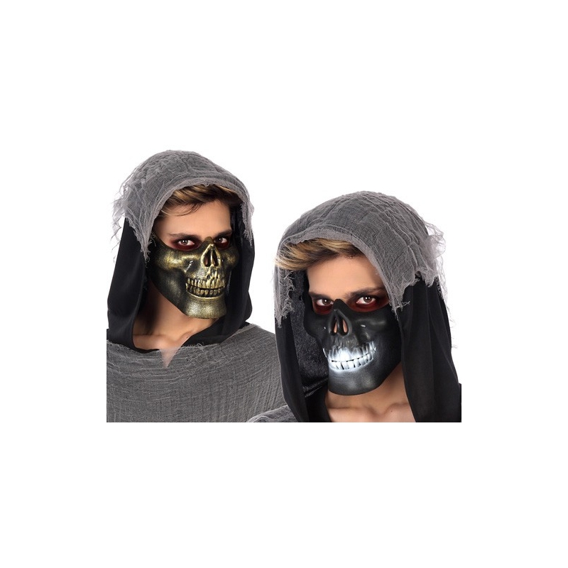Demi-masque de squelette proposé en deux coloris assortis (à l'unité)