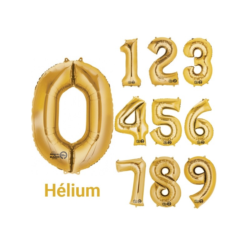 Ballons chiffres or, de grands ballons hélium parfaits pour réaliser une décoration d'anniversaire