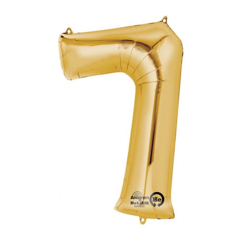 Ballon chiffre 7 grand format 88 x 55 cm de couleur or - Ballon Hélium