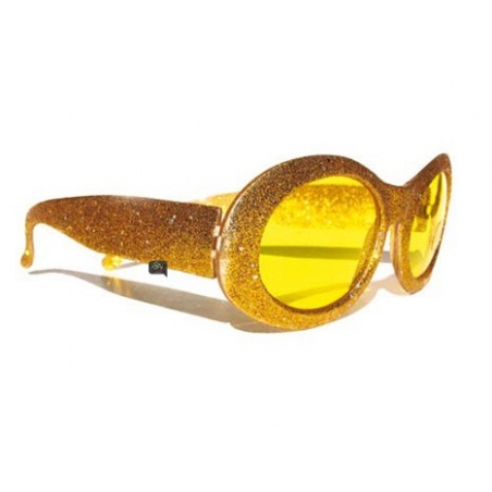 Lunettes disco à paillettes couleur or - accessoire déguisement disco Lunettes disco à paillettes couleur or - accessoire déguisement disco