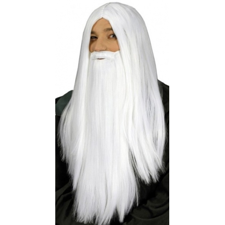 Set de barbe et perruque de magicien sorcier pour adulte, incarnez un sorcier digne de Merlin l'enchanteur ou de Gandalf 