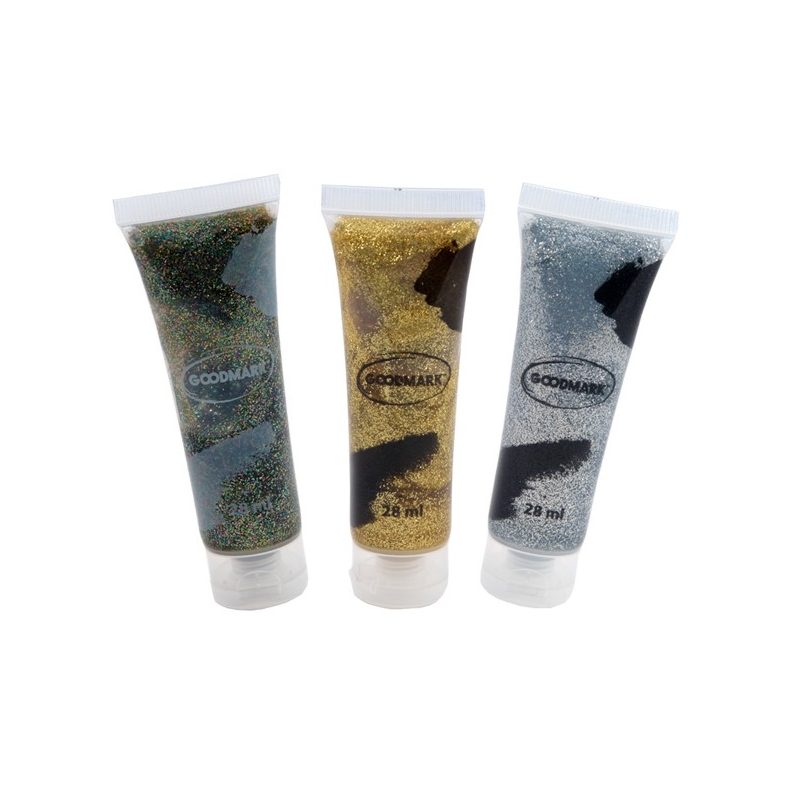 Tube de maquillage avec paillettes - 3 coloris disponibles : doré, argenté et multicolore