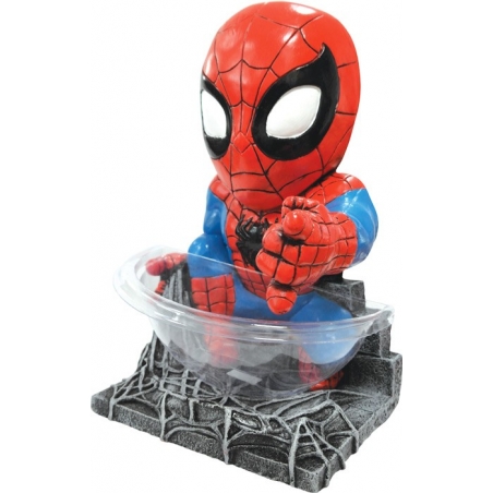 Pot à bonbons Spiderman avec son grand bol transparent idéal pour un anniversaire ou halloween