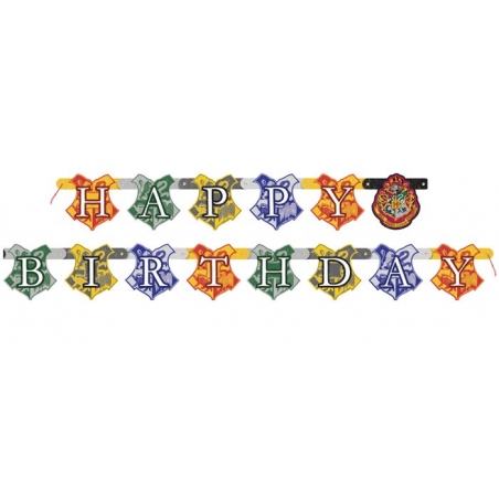 Guirlande Harry Potter "Happy Birthday", une bannière en carton idéale pour réaliser sa décoration d'anniversaire Harry Potter