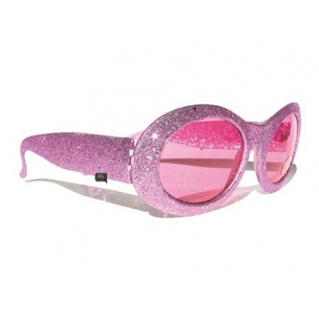 Lunettes disco rose à paillettes, accessoire disco