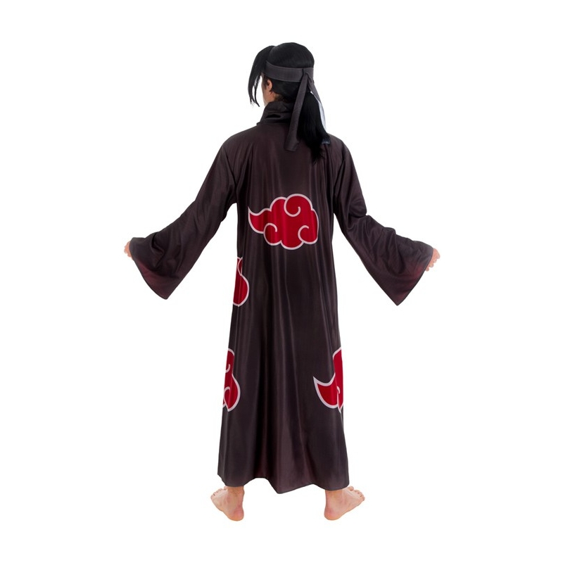 Costume Naruto Itachi pour homme avec le manteau de l’Akatsuki et le bandeau de Konoha barré 