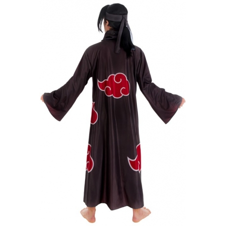Costume Naruto Itachi pour homme avec le manteau de l’Akatsuki et le bandeau de Konoha barré 