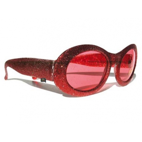 Lunettes disco rouge à paillettes, accessoire costume disco