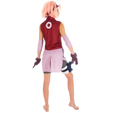 Naruto Sakura, costume manga pour femme avec mitaines et bandeau Naruto