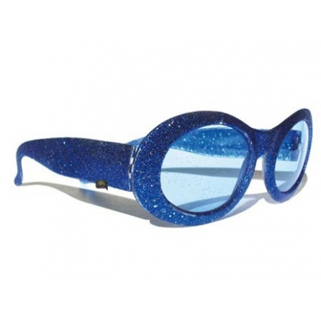 Lunettes disco bleu à paillettes, accessoire disco