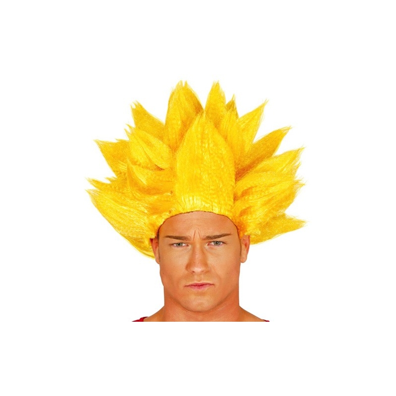 Perruque manga jaune pour homme avec sa coiffure en pics vous incarnerez un véritable super saiyan