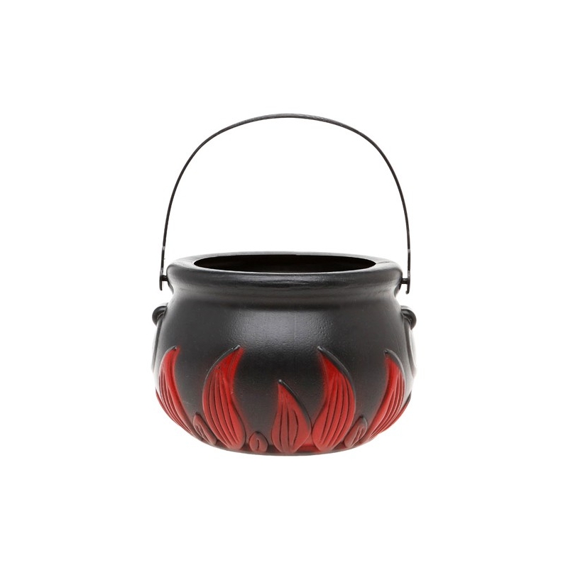 Chaudron de sorcière décoré de flammes d'un diamètre de 17 cm - décoration pour halloween