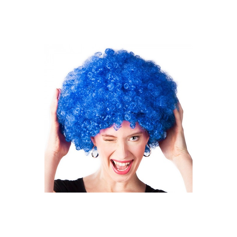 perruque afro bleu pour femme idéale pour le carnaval ou une soirée disco