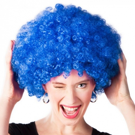 perruque afro bleu pour femme idéale pour le carnaval ou une soirée disco