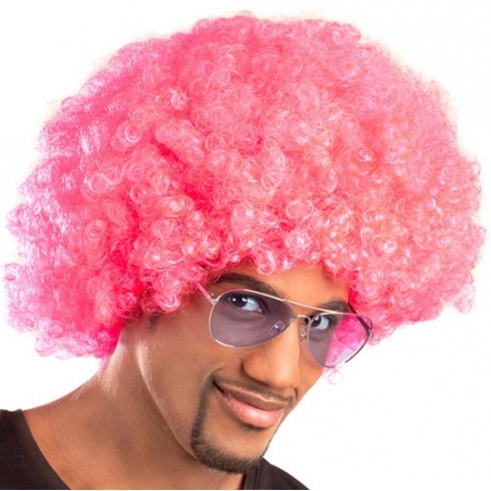 Perruque rose pour homme, coupe afro idéale pour une soirée disco ou un enterrement de vie de garçon