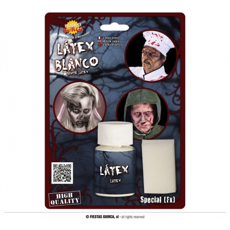 Flacon de latex liquide avec éponge, réalisez un maquillage gore pour compléter votre déguisement pour Halloween