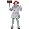 Déguisement de clown tueur gris pour adulte avec tunique, collerette et sur-chaussures Déguisement de clown tueur gris pour adulte avec tunique, collerette et sur-chaussures