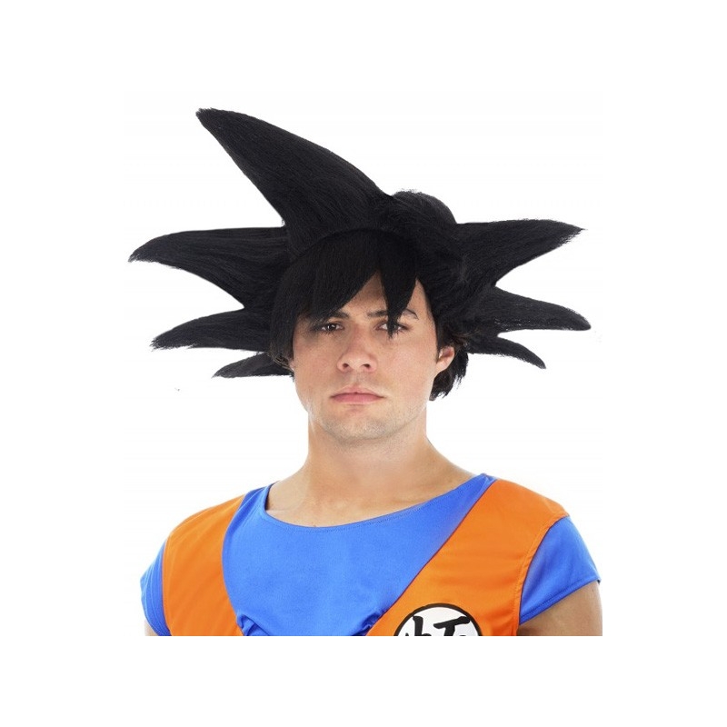 Perruque Dragon Ball Z Sangoku pour adulte aux cheveux noirs idéale pour incarner ce célèbre super-héros de manga