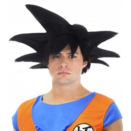 Perruque Dragon Ball Z Sangoku pour adulte aux cheveux noirs idéale pour incarner ce célèbre super-héros de manga