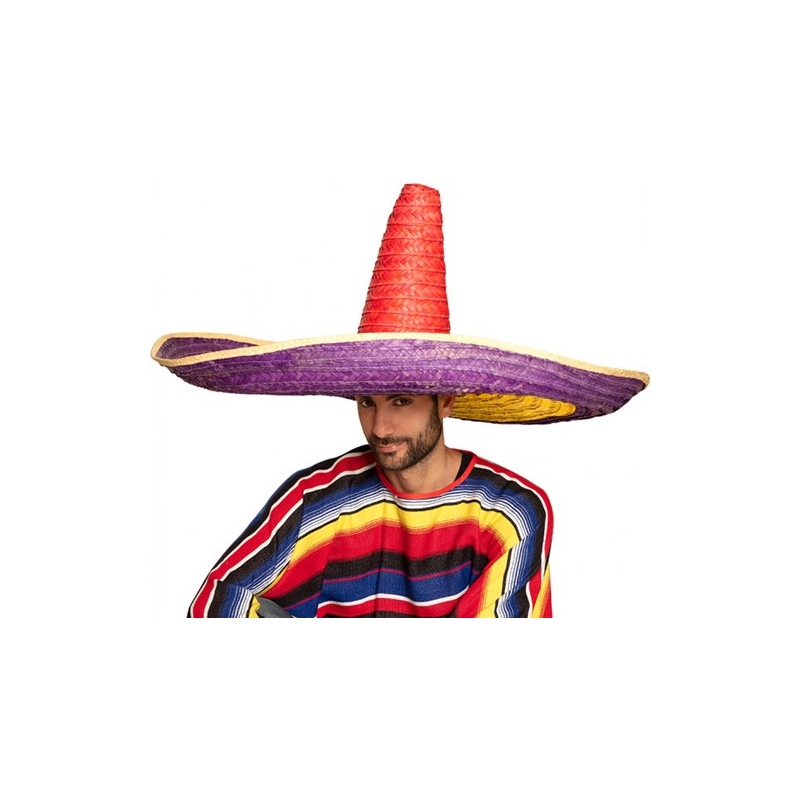 Grand sombrero mexicain multicolore d'un mètre de diamètre 