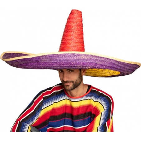 Grand sombrero mexicain multicolore d'un mètre de diamètre 
