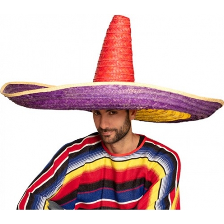 Grand sombrero mexicain multicolore d'un mètre de diamètre Grand sombrero mexicain multicolore d'un mètre de diamètre