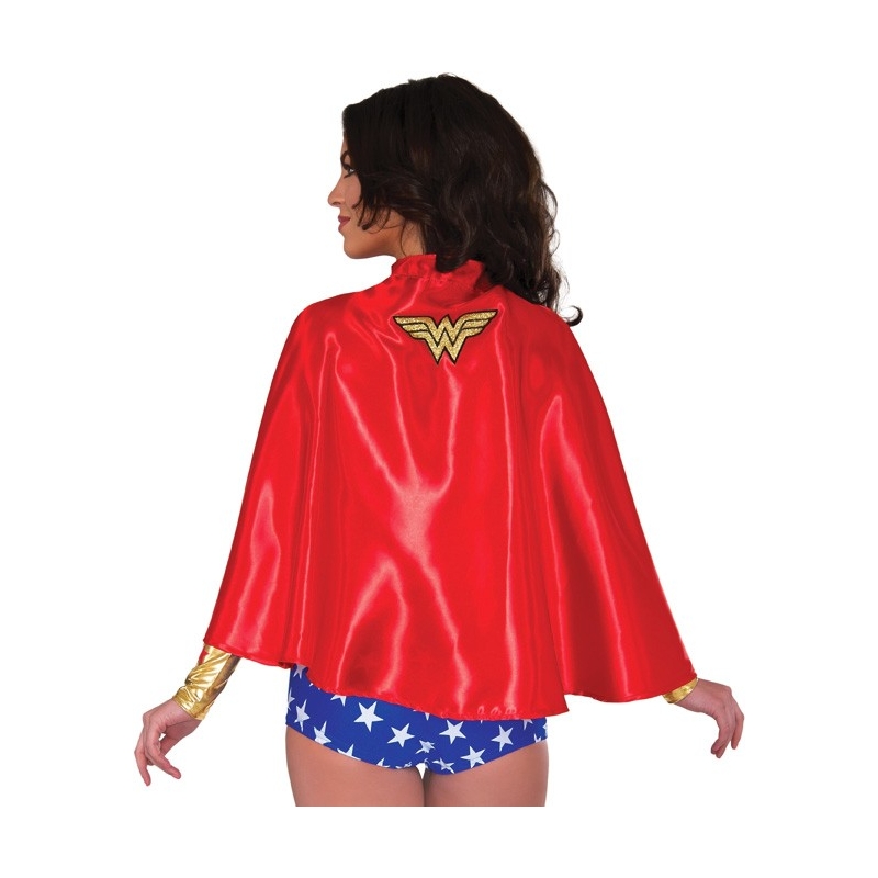 Cape de Wonder Woman en tissu satiné de couleur rouge, sous licence officielle DC Comics