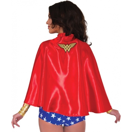 Cape de Wonder Woman en tissu satiné de couleur rouge, sous licence officielle DC Comics