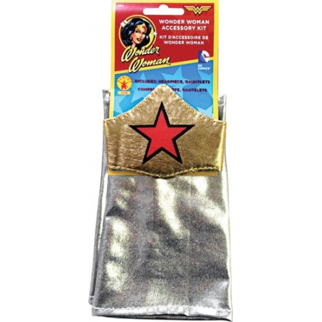 Kit d'accessoires Wonder Woman avec tiare et paire de manchettes pour vous transformer en super-héroïne Kit d'accessoires Wonder Woman avec tiare et paire de manchettes pour vous transformer en super-héroïne