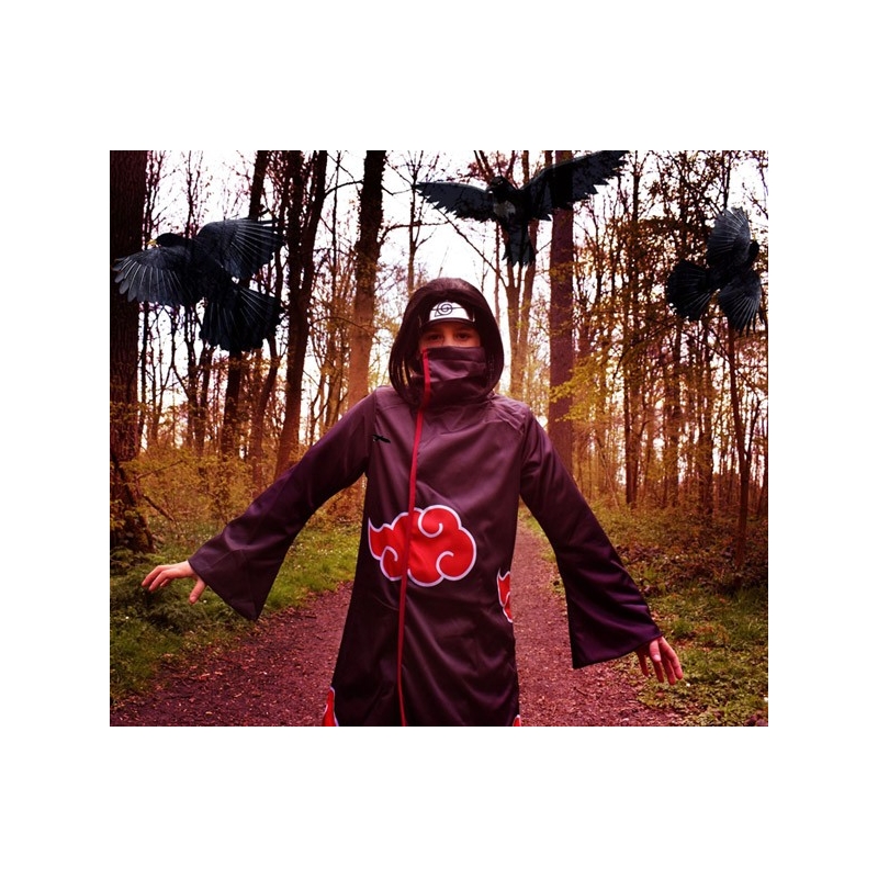 Costplay Akatsuki Naruto Shippuden pour enfant, manteau de l'Akatsuki et bandeau konoha barré