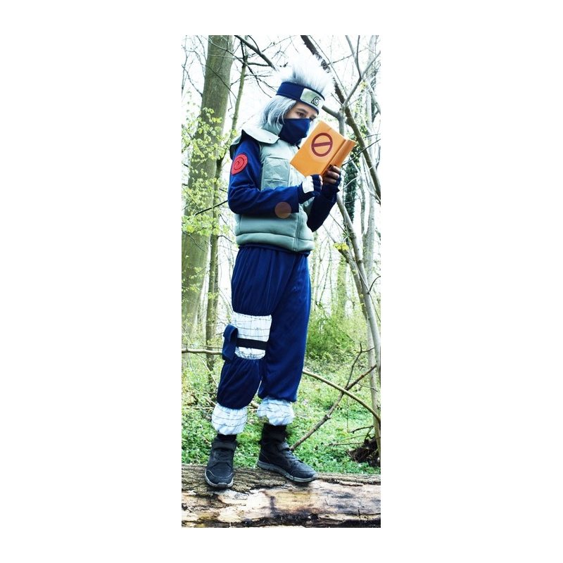 Kakashi déguisement pour enfant de 7 à 12 avec sacoches et bandeau de konoha - Naruto Shippden