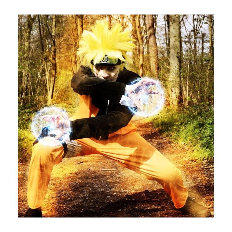costume de Naruto pour garçon de 5 à 12 ans avec veste, pantalon, sacoches et bandeau de Konoha