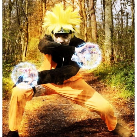 costume de Naruto pour garçon de 5 à 12 ans avec veste, pantalon, sacoches et bandeau de Konoha