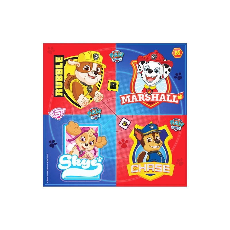 Lot de 16 serviettes Pat Patrouille avec Stella, Chase, Marcus et Ruben pour fêter son anniversaire