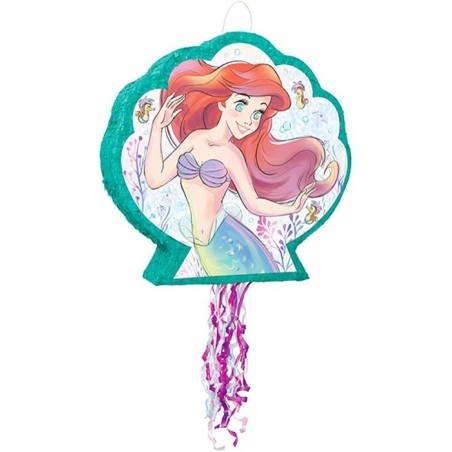 Pinata Ariel la petite sirène en forme de coquillage idéale pour réaliser une décoration d'anniversaire Disney pour fille