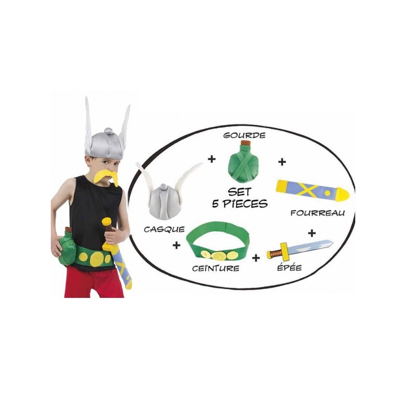 Kit d'accessoires Astérix pour enfant avec le casque, l'épée, le fourreau, la gourde et la ceinture - Astérix et Obélix