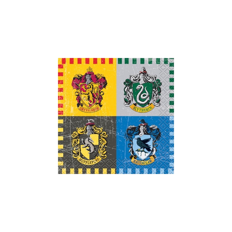serviettes Harry Potter, lot de 16 petites serviettes de 24 x 24 cm - décoration de table